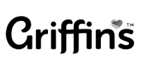 The Rock FM black and white griffins logo