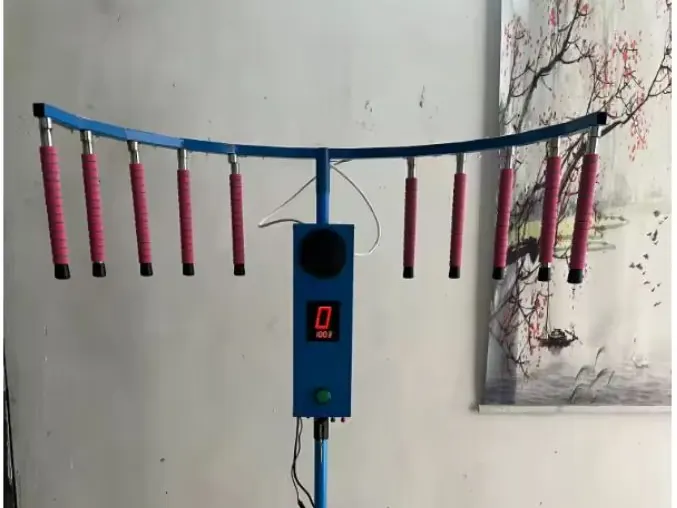 Drop Challenge reaction game with baton rack and digital timer
